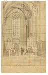 202585 Interieur van de Jacobikerk (Jacobskerkhof) te Utrecht: de noordelijke zijbeuk met een groot aantal mensen ...
